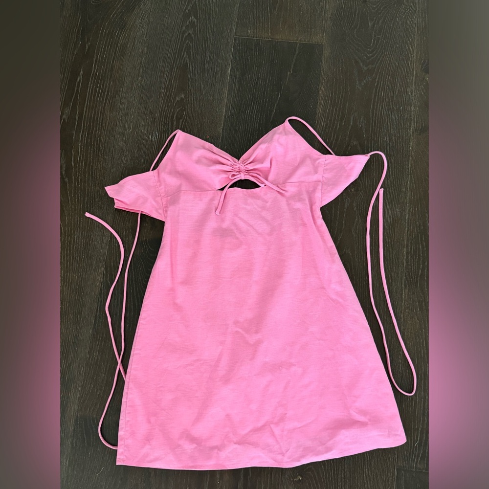 pink sundays dress that ties in the back